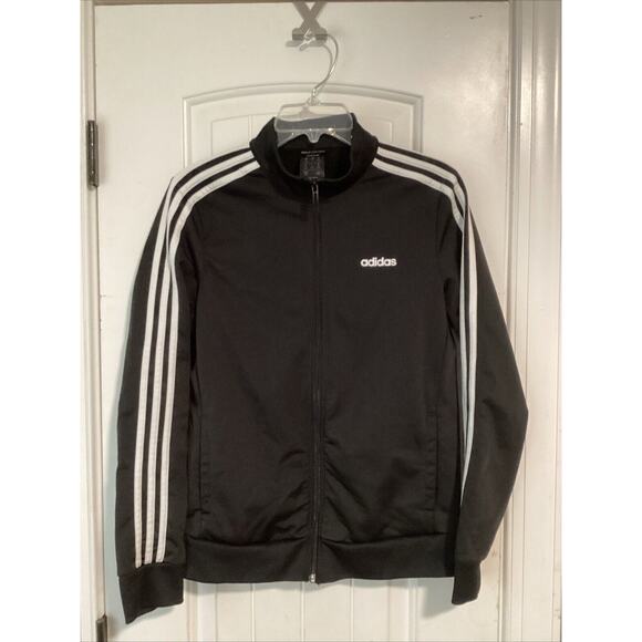 adidas Jackets & Blazers - ADIDAS BLACK ATHLETIC JACKET WITH WHITE TRIM ZIP FRONT WOMENS M